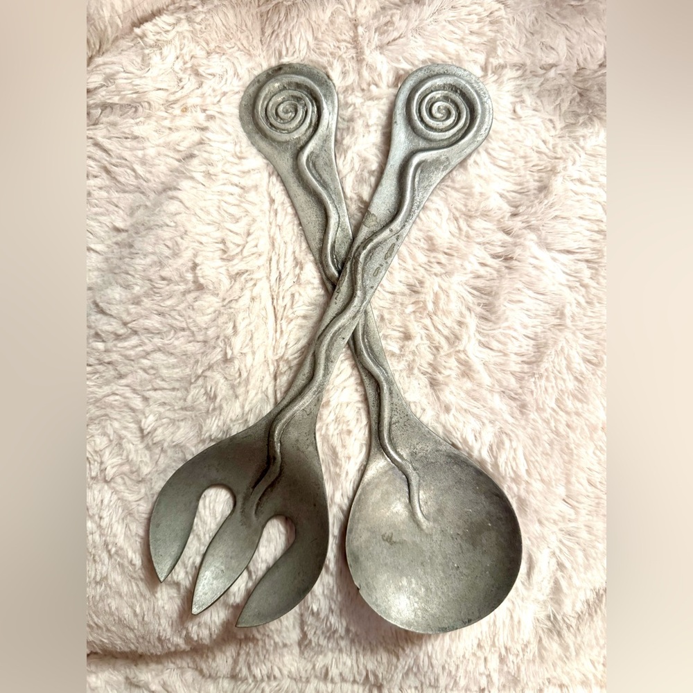 Vintage Aluminum Spiral Design Serving Utensils